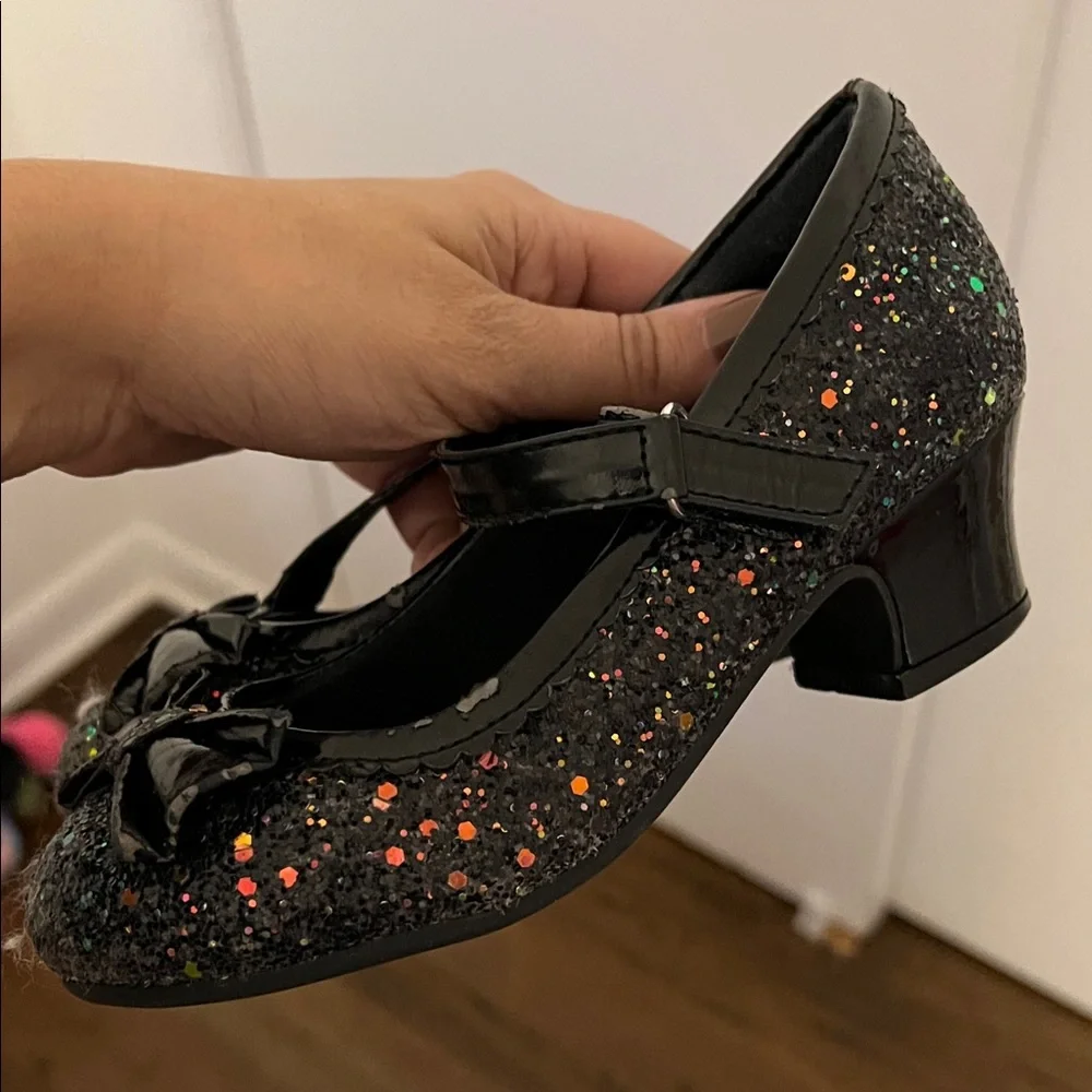 Black Glitter Kids Shoes